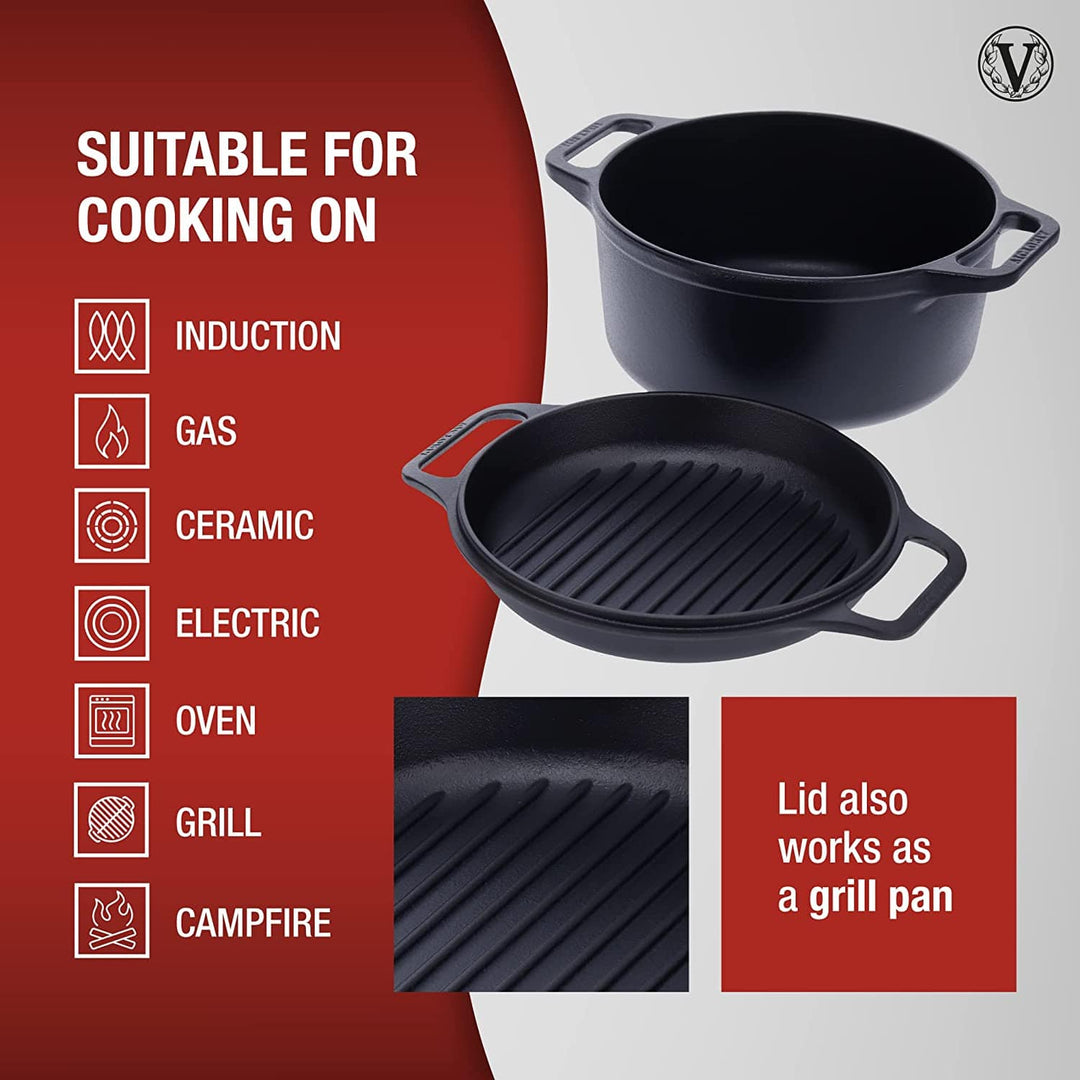 Victoria Cast Iron Victoria Cast Iron Dutch Oven - 6 Quart Combo Cooker