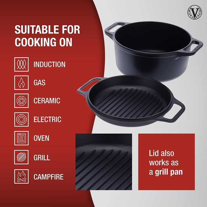 Victoria Cast Iron Victoria Cast Iron Dutch Oven - 6 Quart Combo Cooker