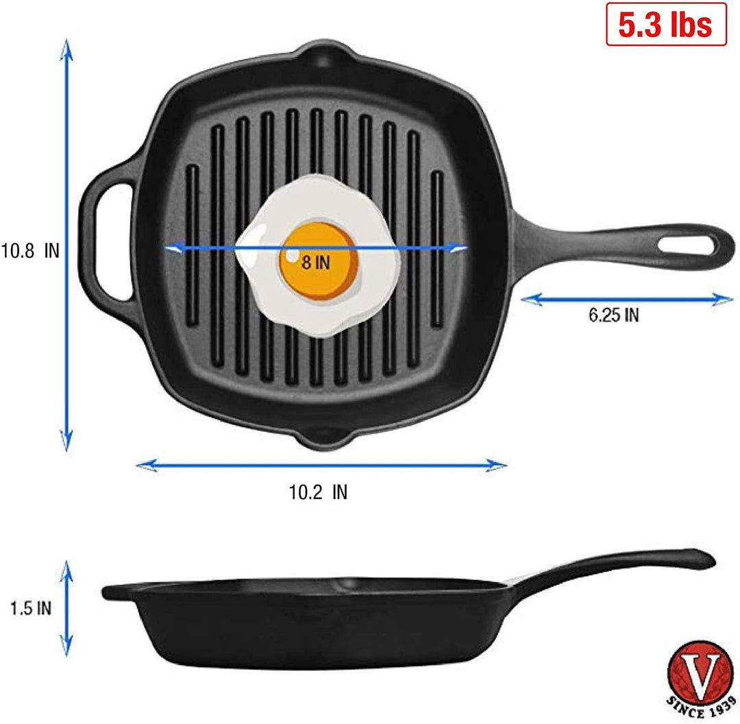 Victoria Cast Iron Victoria Cast Iron Square Grill Pan - 10" x 10"