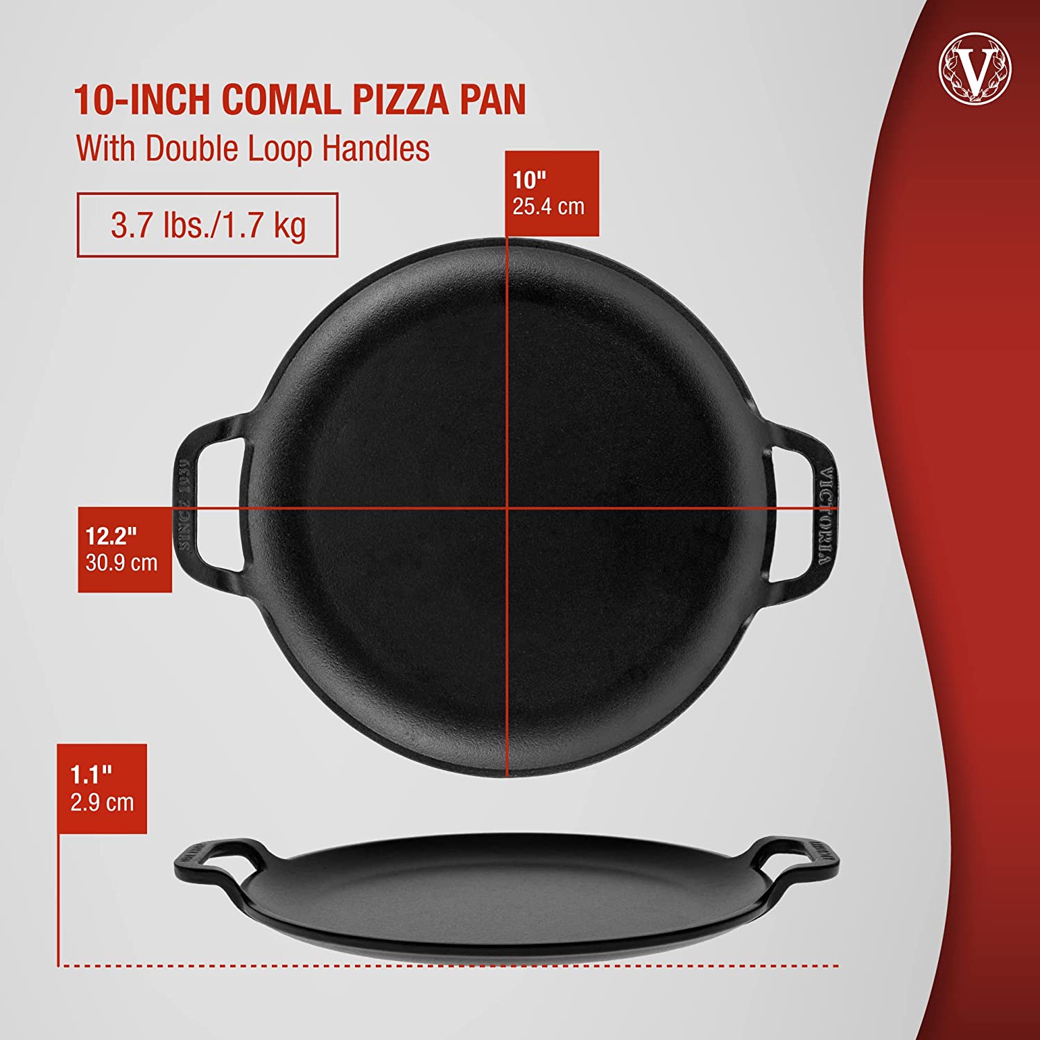 Victoria Cast Iron Pizza Pan/Comal - 15 inch