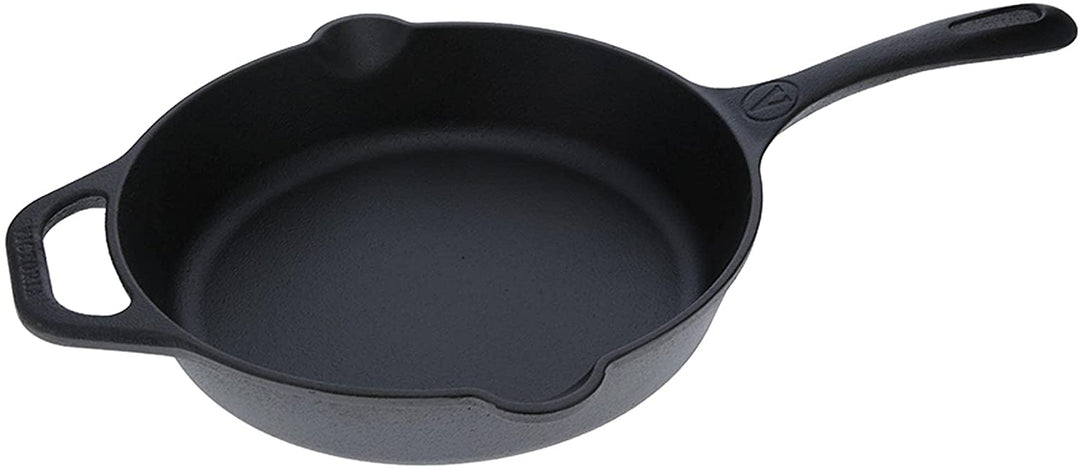 Victoria Seasoned Cast-Iron Everyday Skillet with Loop Handles, Black, 13