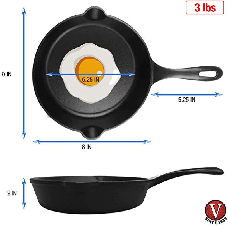 Victoria Cast Iron Skillet Large Frying Pan with Helper Handle Seasoned  with 100% Kosher Certified Non-GMO Flaxseed Oil, 12 Inch, Black