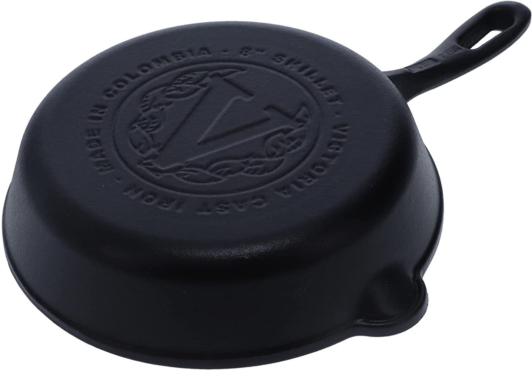 Victoria Seasoned Cast-Iron Everyday Skillet with Loop Handles, Black, 13