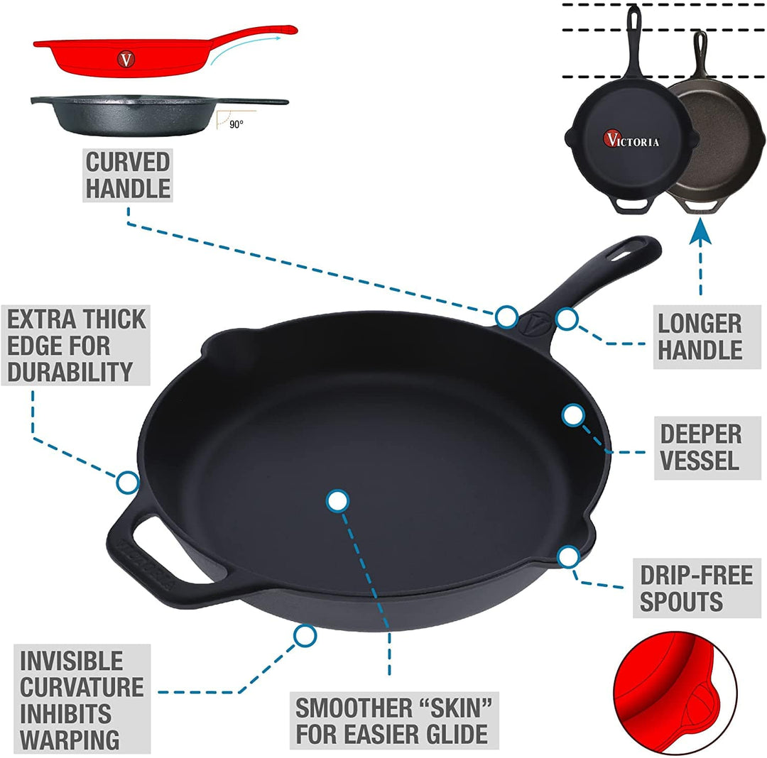 Victoria Cast Iron Skillet, 8 inch with Glass Lid