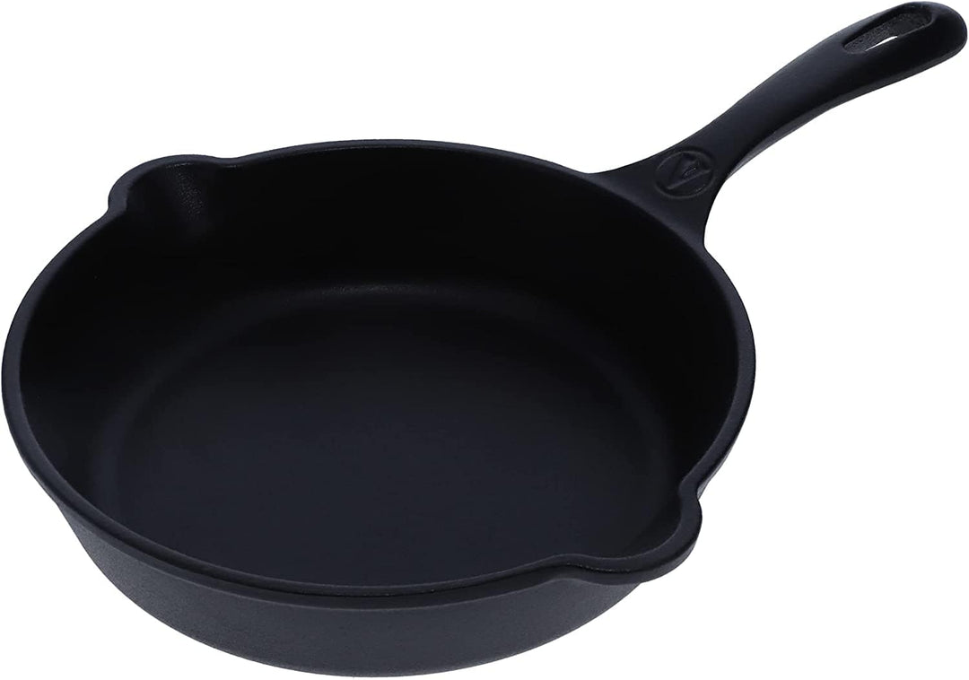 Victoria 10 in. Seasoned Cast Iron Skillet with Long Handle and A Helper Handle, Black