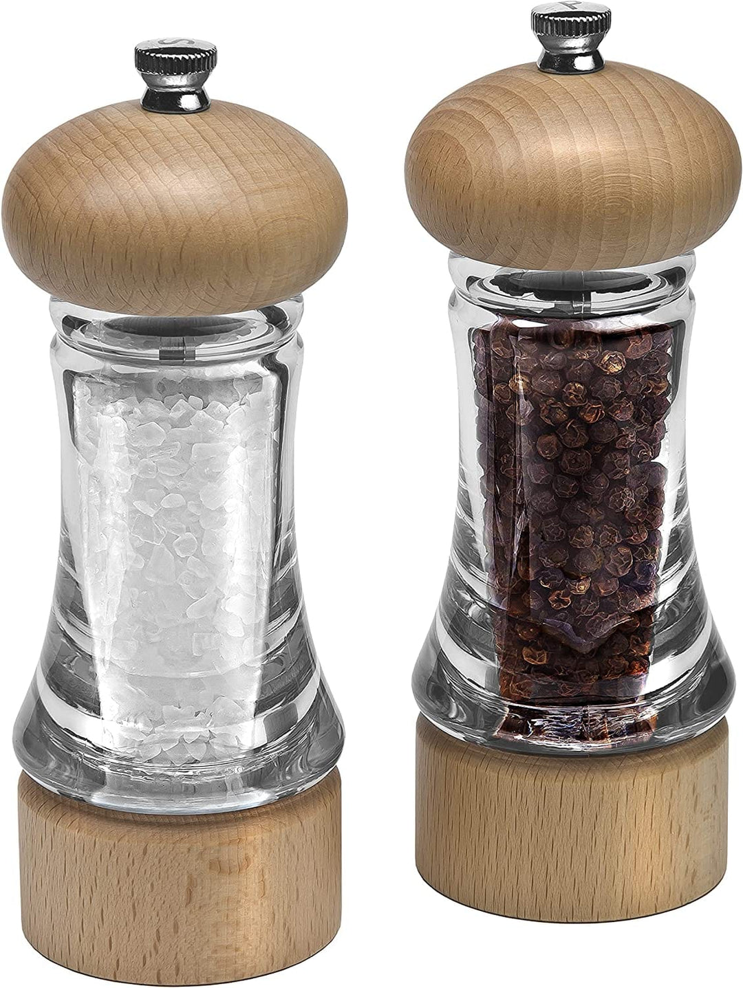 Salt and Pepper Grinder Set, Wood Pepper Mills, Wooden Salt